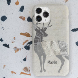 Geometrisch gepersonaliseerd Rustic Deer Abstract iPhone 15 Pro Max Hoesje