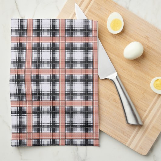 Geometrisch geruit patroon geruit bruin theedoek (Quarter Fold)