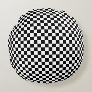 Geometrisch geruite illusie: kunst. rond kussen