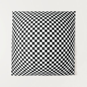 Geometrisch geruite illusie: kunst. wandkleed