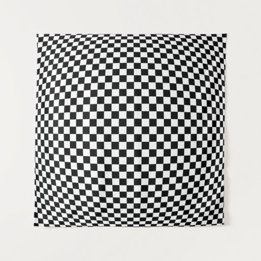 Geometrisch geruite illusie: kunst. wandkleed (Voorkant)