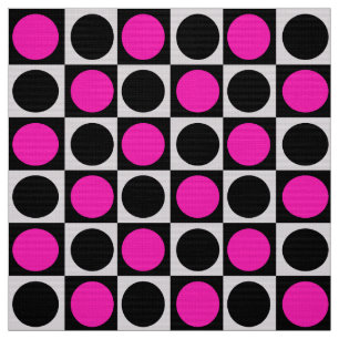 Geometrisch geruite roze en zwarte Stippen Stof
