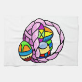 Geometrisch geschilderde paaseieren in mand theedoek (Horizontaal)