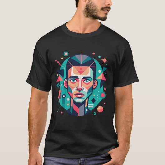 Geometrisch Gezicht Portret T-shirt (Voorkant)