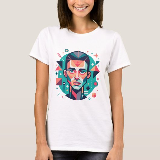 Geometrisch Gezicht Portret T-shirt (Voorkant)