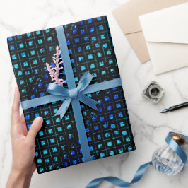 Geometrisch glanzend Blauwgroen blauw & zwart klei Cadeaupapier