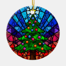 Geometrisch Glas-in-Lood Kerstboom