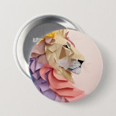 geometrisch Glazen in lood leeuw Ronde Button 7,6 Cm (Voorkant /achterkant)