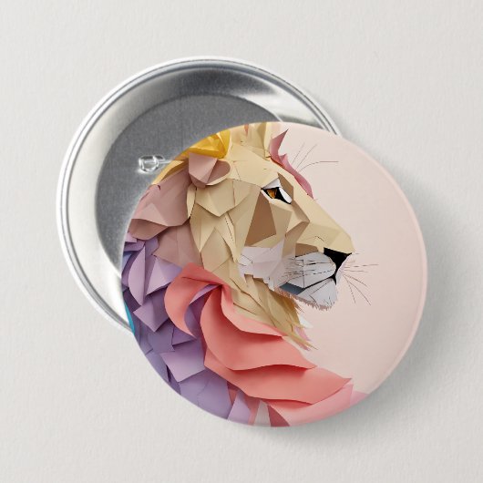 geometrisch Glazen in lood leeuw Ronde Button 7,6 Cm (Voorkant /achterkant)