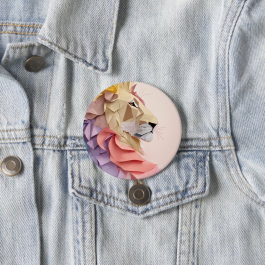 geometrisch Glazen in lood leeuw Ronde Button 7,6 Cm (In situ)