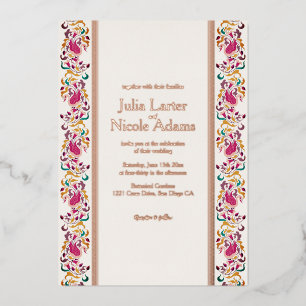 Geometrisch Glinsterende Metallic Roos Gold Folie Uitnodiging