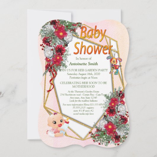 Geometrisch Glitter Baby shower Kaart (Voorkant)