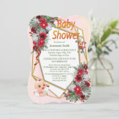 Geometrisch Glitter Baby shower Kaart (Staand voorkant)