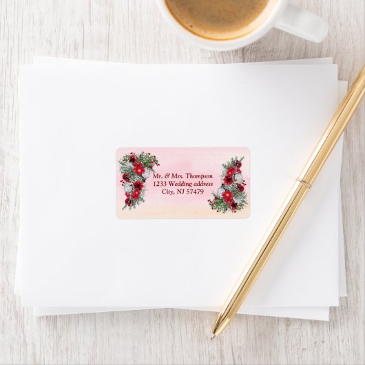 Geometrisch - Glitter Bourgogne bloemen Etiket (Insitu)