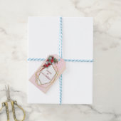 Geometrisch - Glitter Bourgogne bloemen Gift Label Cadeaulabel (Met Touw)