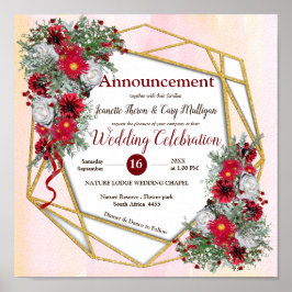 Geometrisch - Glitter Burgundy Bouquets Poster