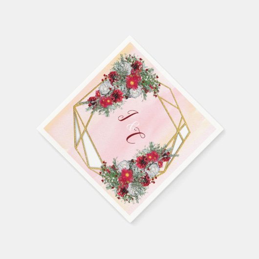 Geometrisch - Glitter Burgundy Bouquets Servet (Hoek)