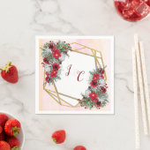 Geometrisch - Glitter Burgundy Bouquets Servet (Insitu)