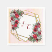 Geometrisch - Glitter Burgundy Bouquets Servet (Voorkant)