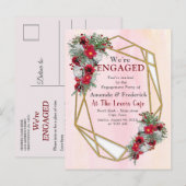 Geometrisch - Glitter Burgundy Bouquets Uitnodiging Briefkaart (Voorkant / Achterkant)