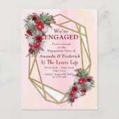 Geometrisch - Glitter Burgundy Bouquets Uitnodiging Briefkaart (Voorkant)