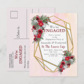 Geometrisch - Glitter Burgundy Bouquets Uitnodiging Briefkaart (Voorkant / Achterkant)