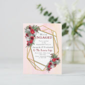 Geometrisch - Glitter Burgundy Bouquets Uitnodiging Briefkaart (Staand voorkant)