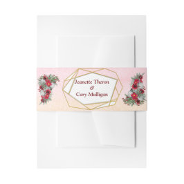 Geometrisch - Glitter Burgundy Flowers Uitnodigingen Wikkel