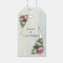 Geometrisch - Glitter Flower Bouquet Gift Label Cadeaulabel