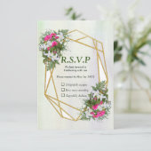 Geometrisch - Glitter Flower Bouquet RSVP Kaartje (Staand voorkant)