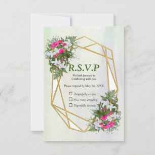 Geometrisch - Glitter Flower Bouquet RSVP Kaartje