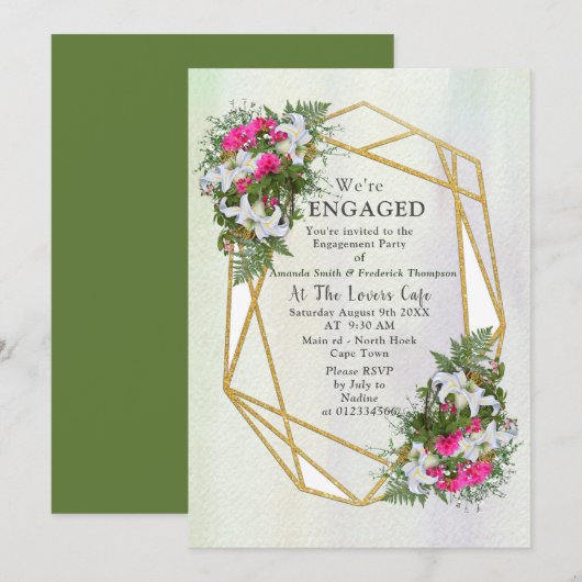 Geometrisch - Glitter Flower Bouquet Theme Kaart (Voorkant / Achterkant)