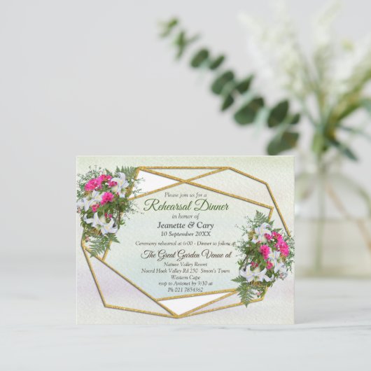 Geometrisch - Glitter Flower Bouquet Theme Kaart (Staand voorkant)