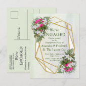 Geometrisch - Glitter Flower Bouquet Verloving Uitnodiging Briefkaart (Voorkant / Achterkant)