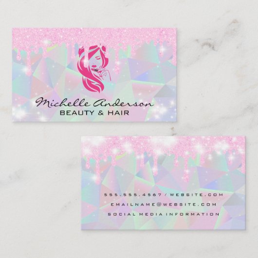 Geometrisch | Glitter Pixie Dust Drip | Sparkle Visitekaartje (Voorkant / Achterkant)