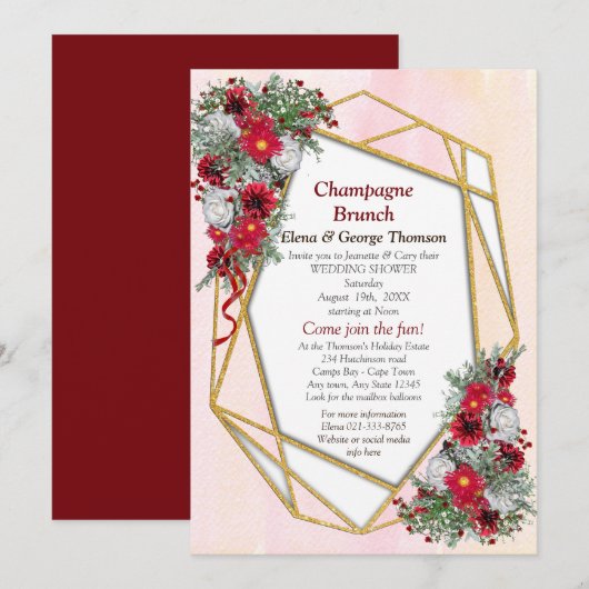 Geometrisch - Glitter Wedding Shower - Uitnodiging (Voorkant / Achterkant)