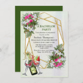 Geometrisch - Gold Glitter Lijst Bachelor-kaart (Voorkant / Achterkant)