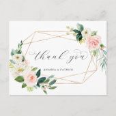 Geometrisch Gold Lijst Blush Pink Floral Hartelijk Briefkaart (Voorkant)