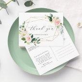 Geometrisch Gold Lijst Blush Pink Floral Hartelijk Briefkaart