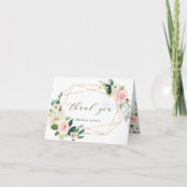 Geometrisch Gold Lijst Blush Pink Floral Hartelijk Kaart (Voorkant)