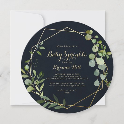 Geometrisch Goud Blauw Groen Baby Sprinkle Kaart (Voorkant)