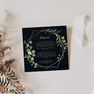 Geometrisch Goud Blauw Groen Bruiloft Details Informatiekaartje