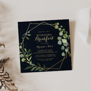 Geometrisch Goud Blauw Groen Bruiloft Ontbijt Kaart