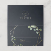 Geometrisch Goud Blauw Groen Bruiloft Plaats Kaart Plaatskaartje (Buitenkant ongevouwen)