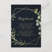 Geometrisch Goud Blauw Groen Bruiloft Routebeschri Informatiekaartje (Voorkant)