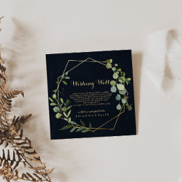 Geometrisch Goud Blauw Groen Bruiloft Wishing Well Informatiekaartje