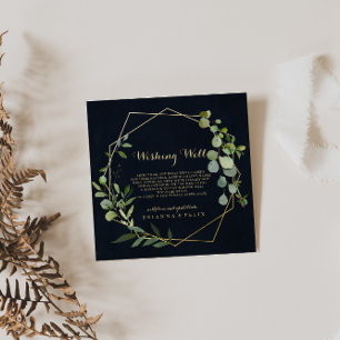 Geometrisch Goud Blauw Groen Bruiloft Wishing Well Informatiekaartje