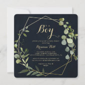 Geometrisch Goud Blauw Groen Het is een Jongen Bab Kaart (Voorkant)