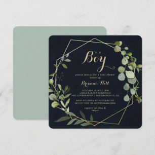 Geometrisch Goud Blauw Groen Het is een Jongen Bab Kaart