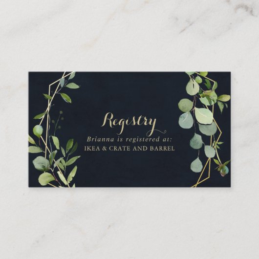 Geometrisch Goud Blauw Groen Huwelijkscadeau Regis Informatiekaartje (Voorkant)